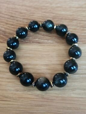 Golden Obsidian Beads Bracelet, Stretch, Hand Crafted